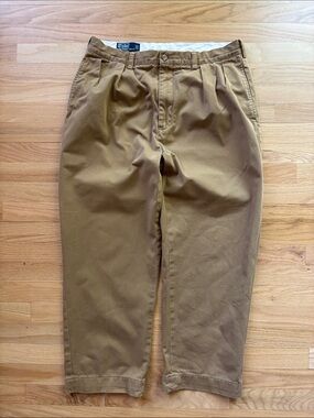VTG‎ Polo Ralph Lauren Pants Men’s 35x30 Tan Pleated Chinos Andrew Pant Preppy